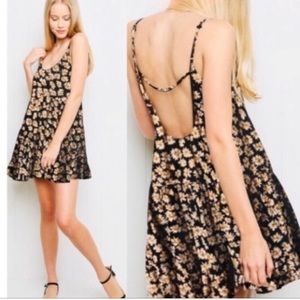 Brandy Melville OS Jada Daisy Babydoll Tier Strap Black Sun Dress One Size